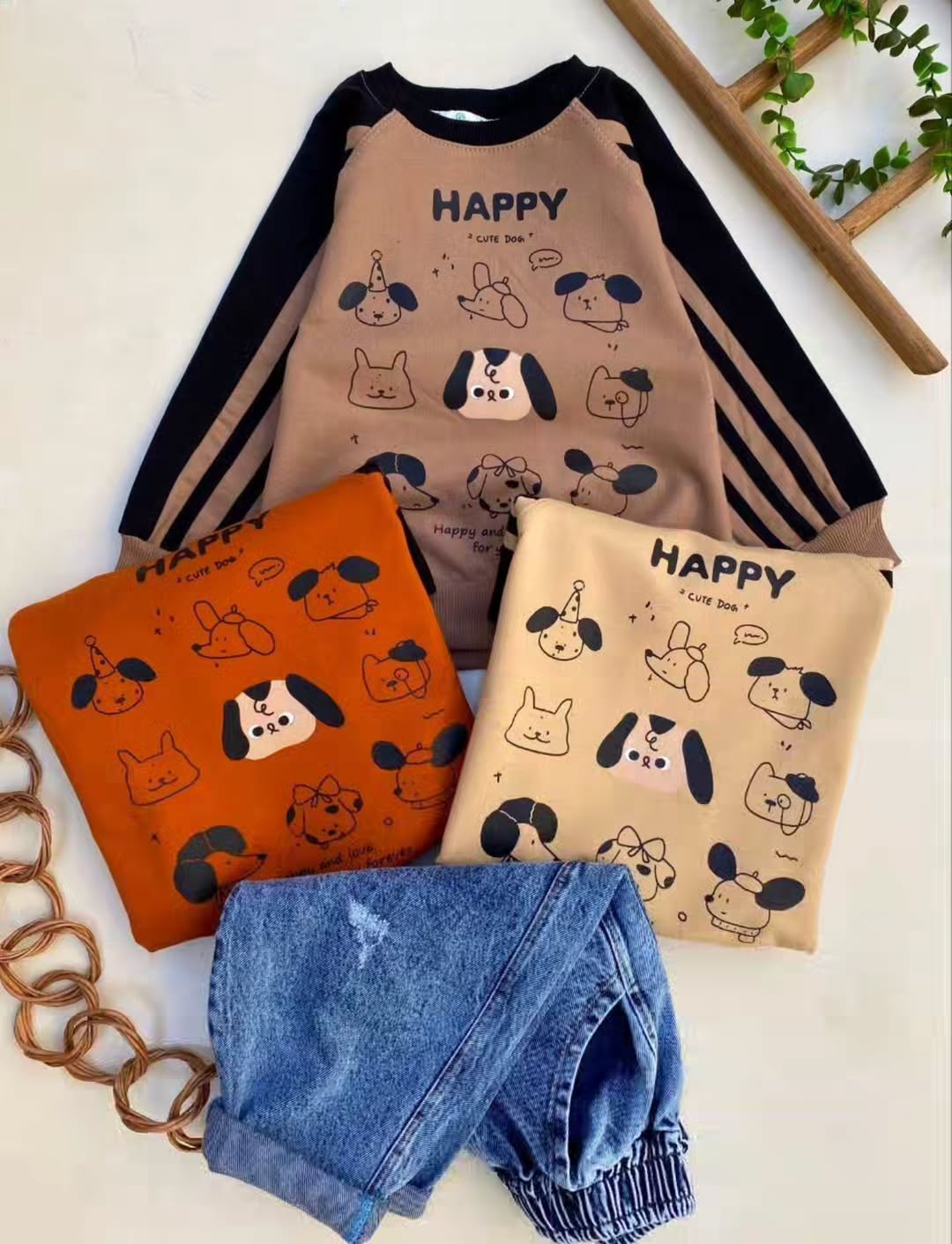 بلوز شلوار لی اسپرت بچگانه مدل هپی